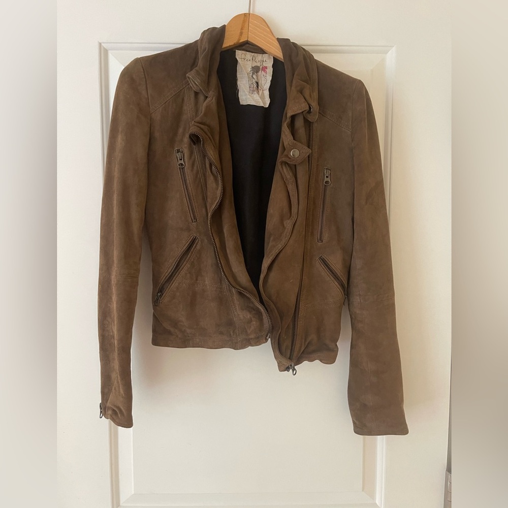 Free People genuine Suede leather moto jacket.